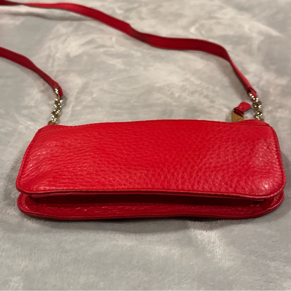 Cole Haan Red Pebbled Leather Crossbody Bag (8”x 5”) zip top closure - Picture 12 of 16